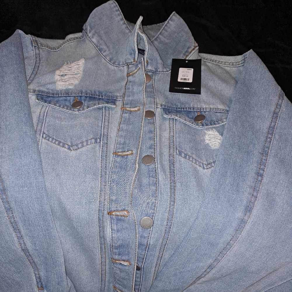 2X Long Denim distressed jacket - Picture 2 of 9